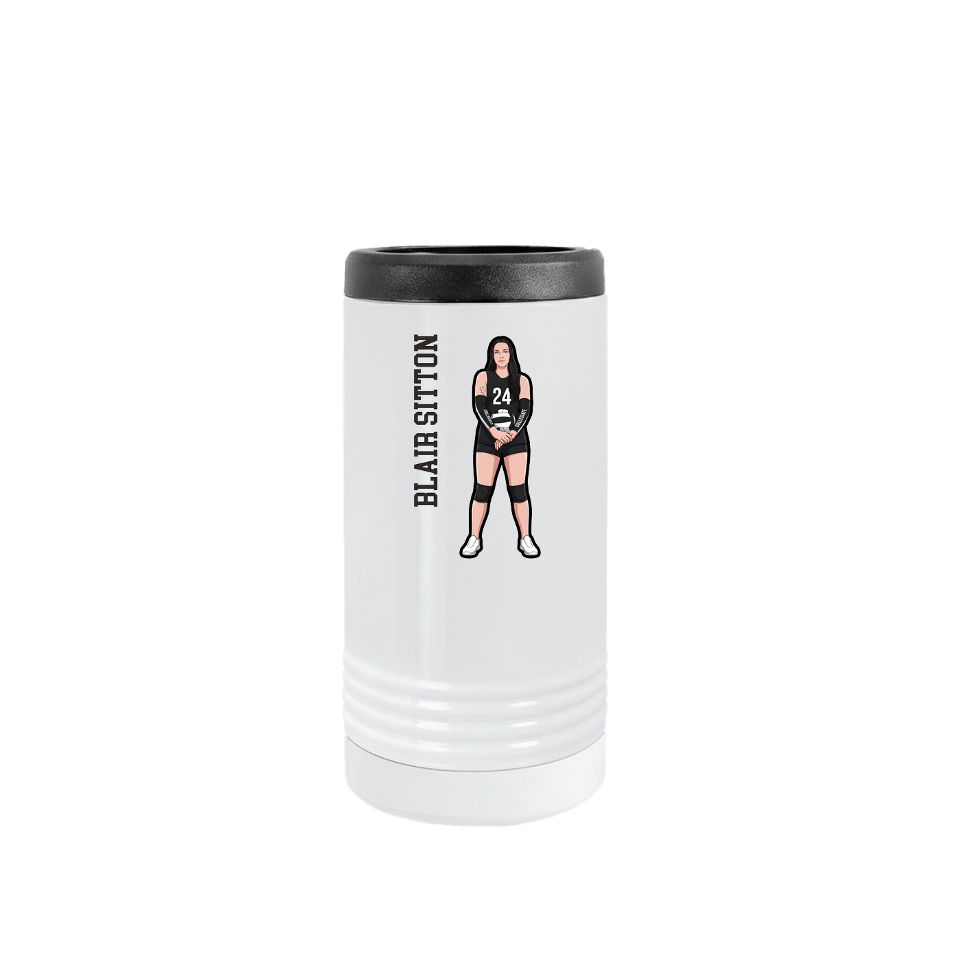 Slim Beverage Holder — Name Vertical in White