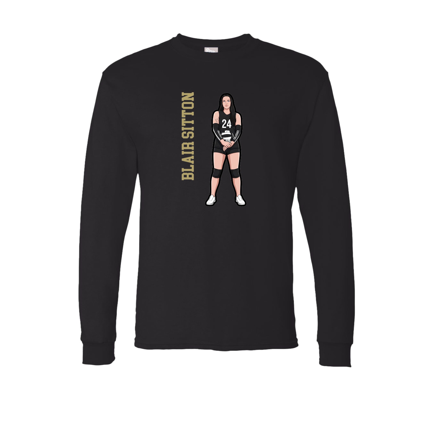 Long Sleeve Tee — Name Vertical in Black