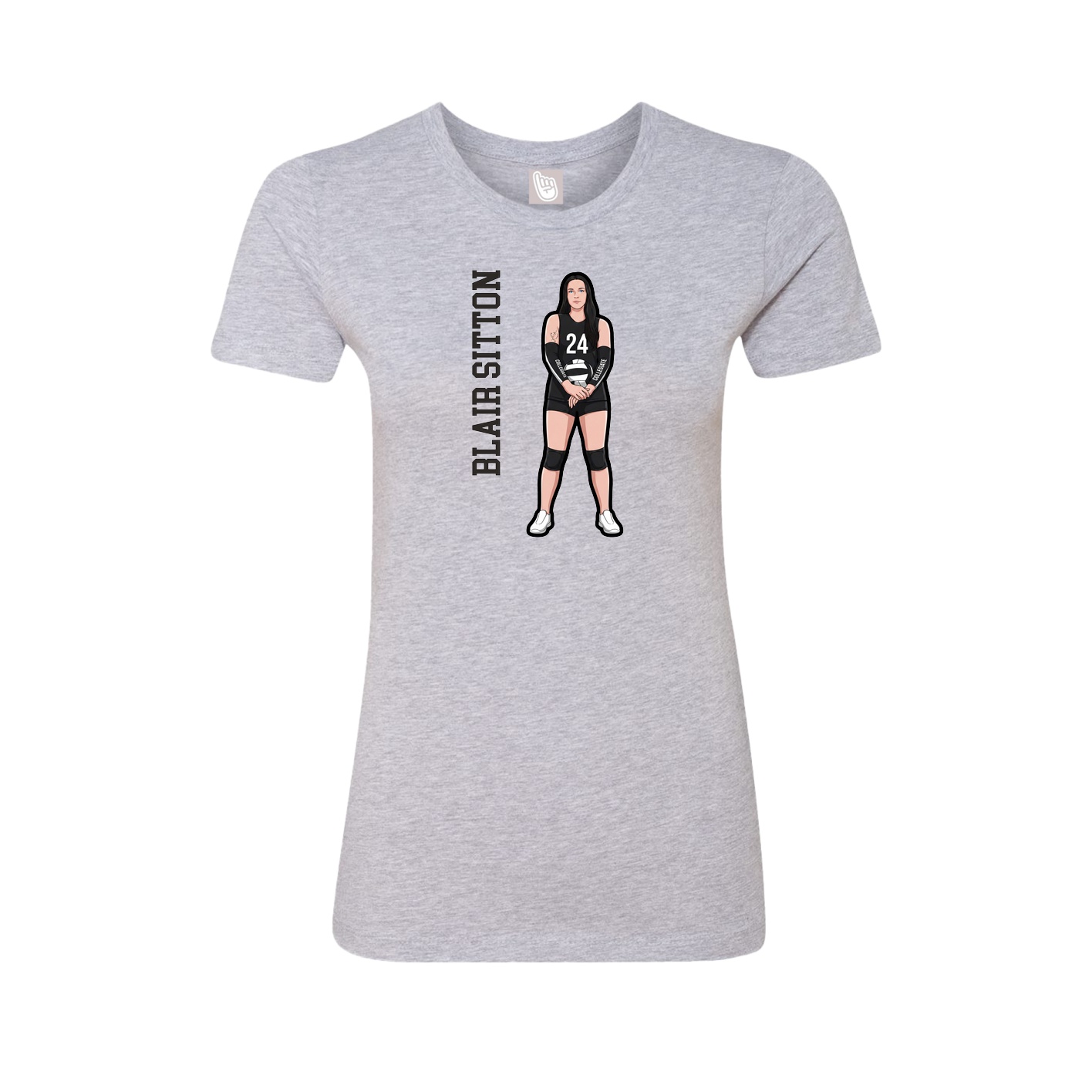 Fitted Women's Tee — Name Vertical in Grey