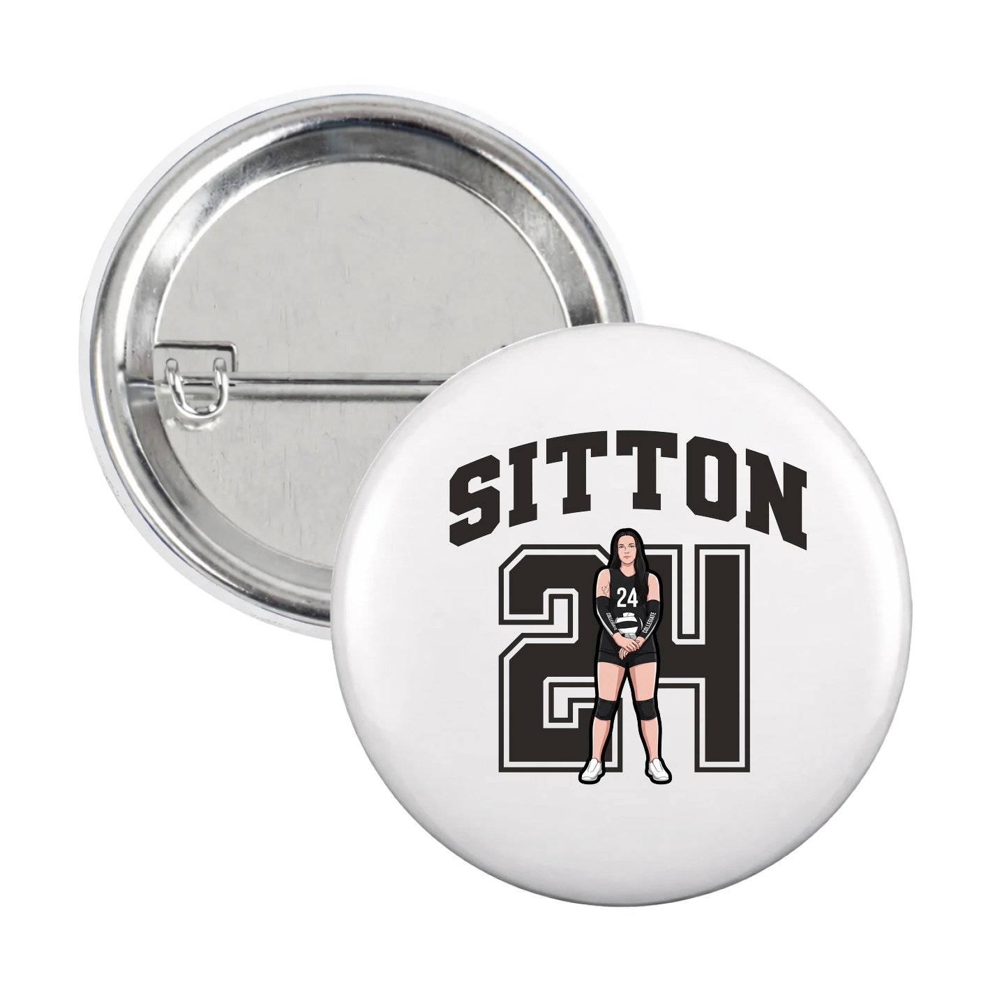 Game Day Button — Number in White