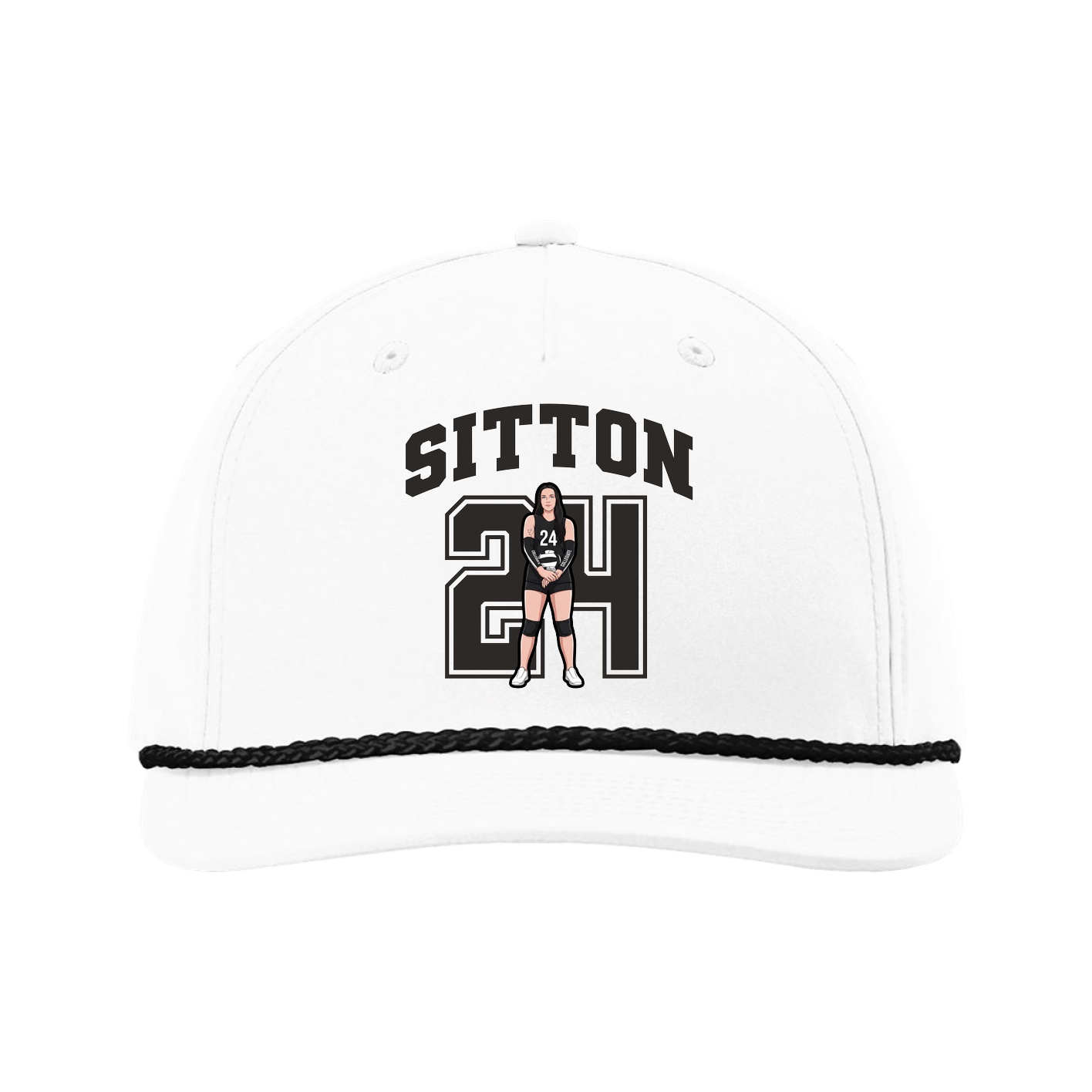 Five-Panel Classic Rope Cap — Number in White