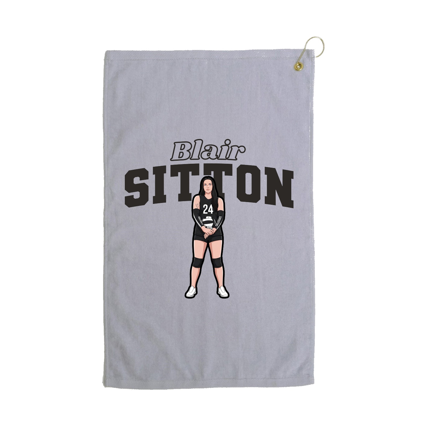 Golf Towel — Name Arch in Grey