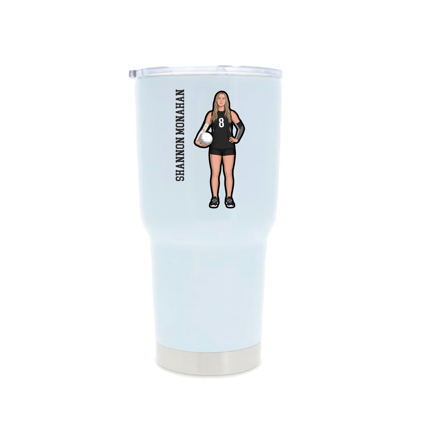 30oz Stainless Steel Tumbler — Name Vertical in White