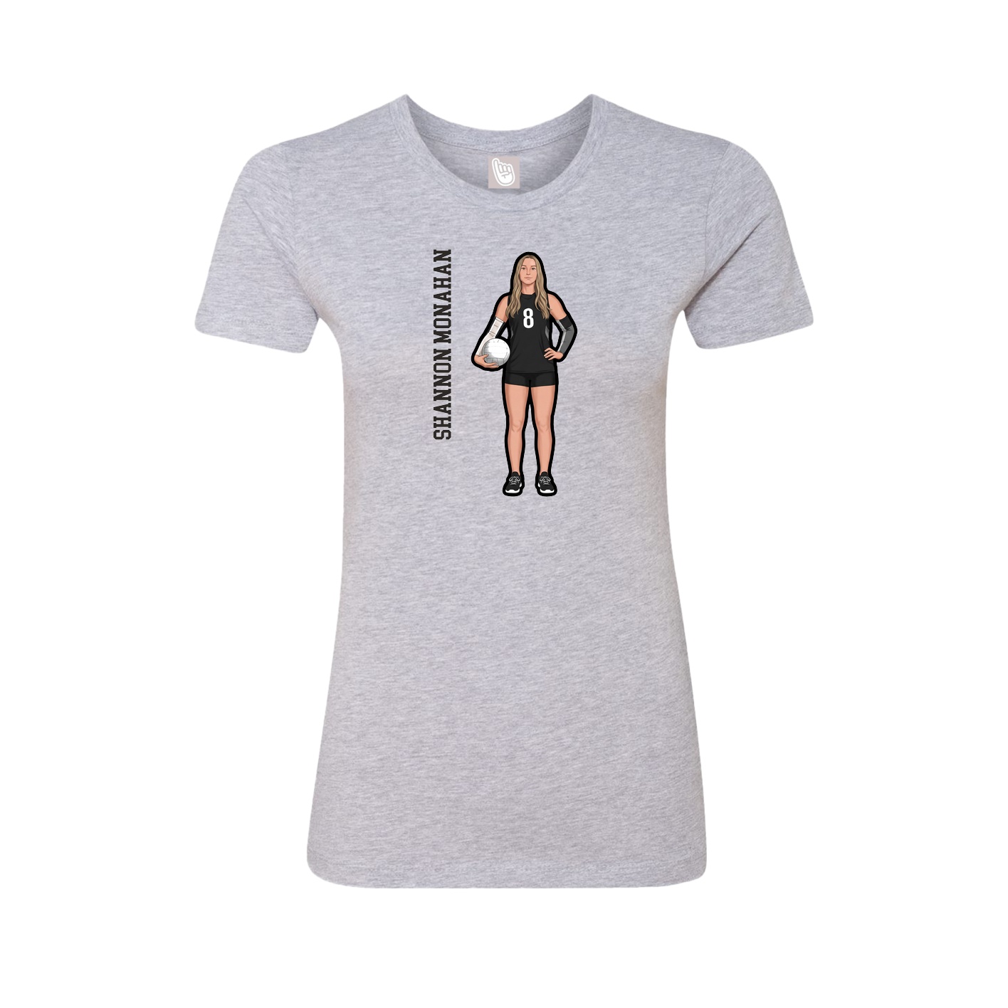 Fitted Women's Tee — Name Vertical in Grey