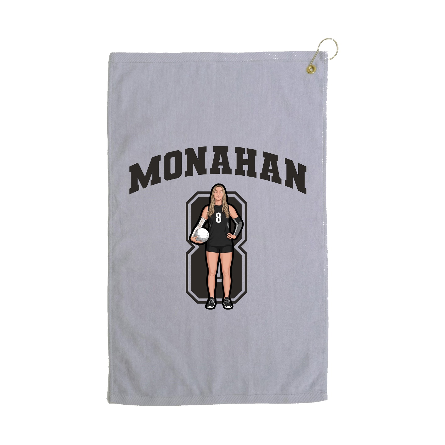 Golf Towel — Number in Grey