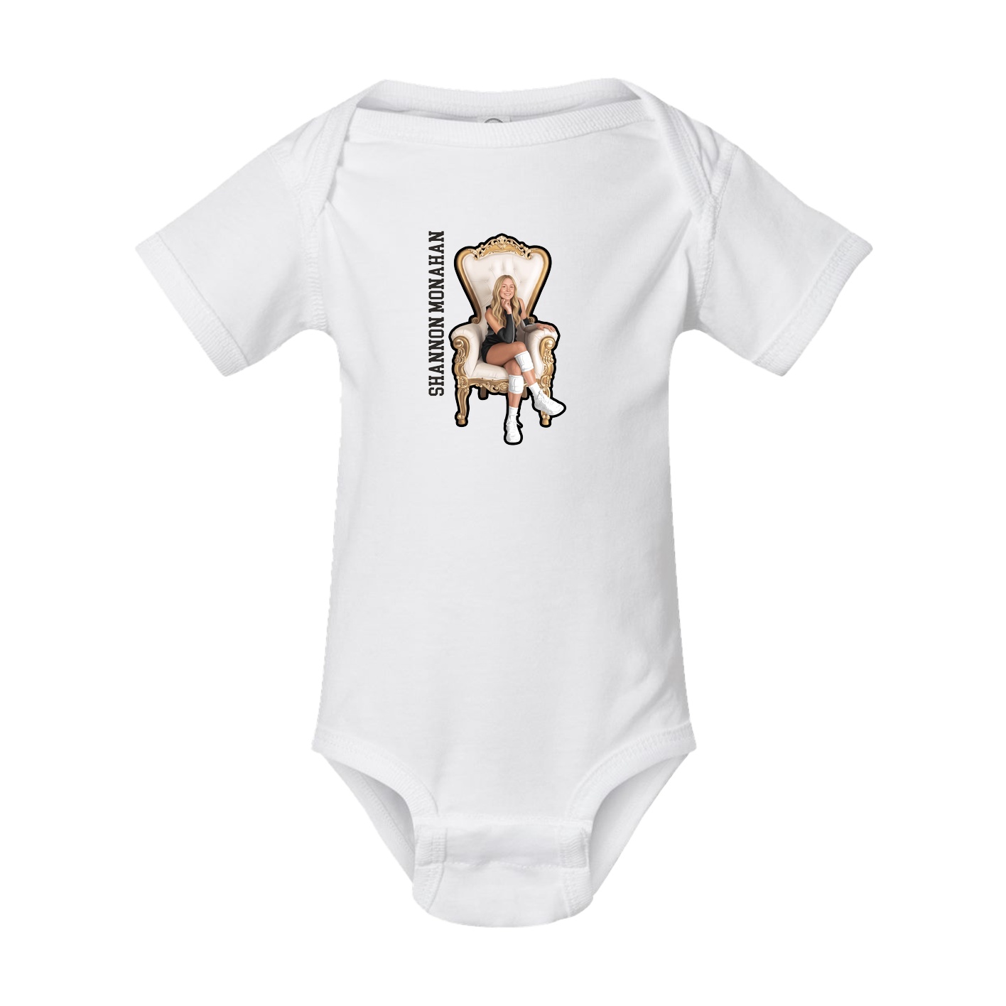 Baby Onesie — Name Vertical in White