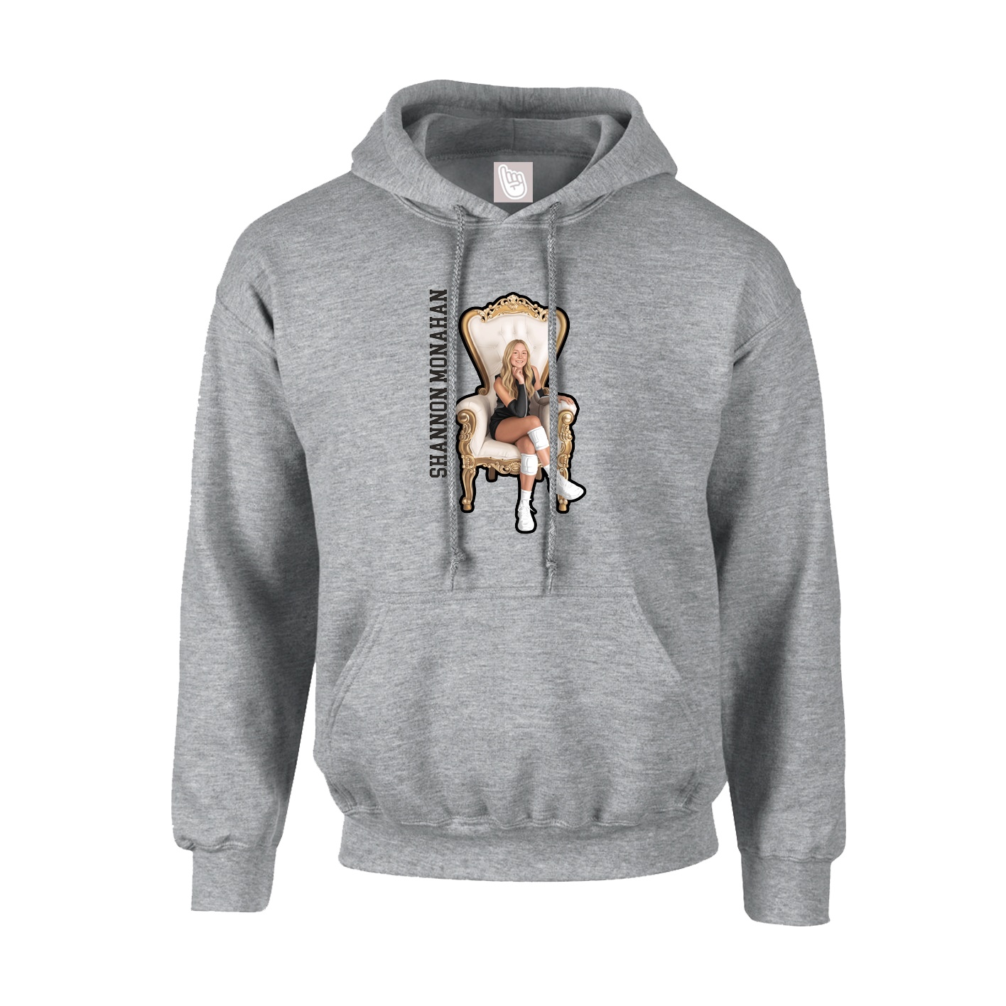 Youth Hoodie — Name Vertical in Grey
