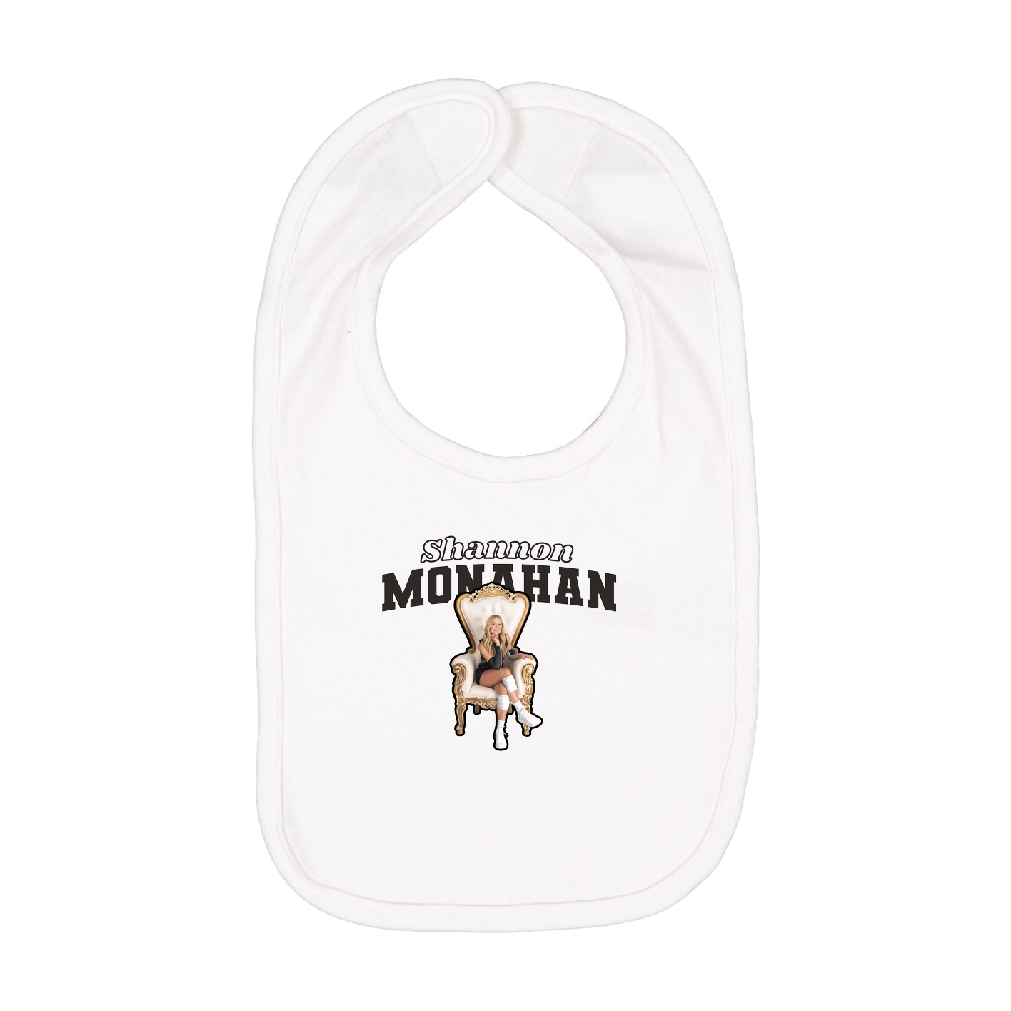 Infant Bib — Name Arch in White