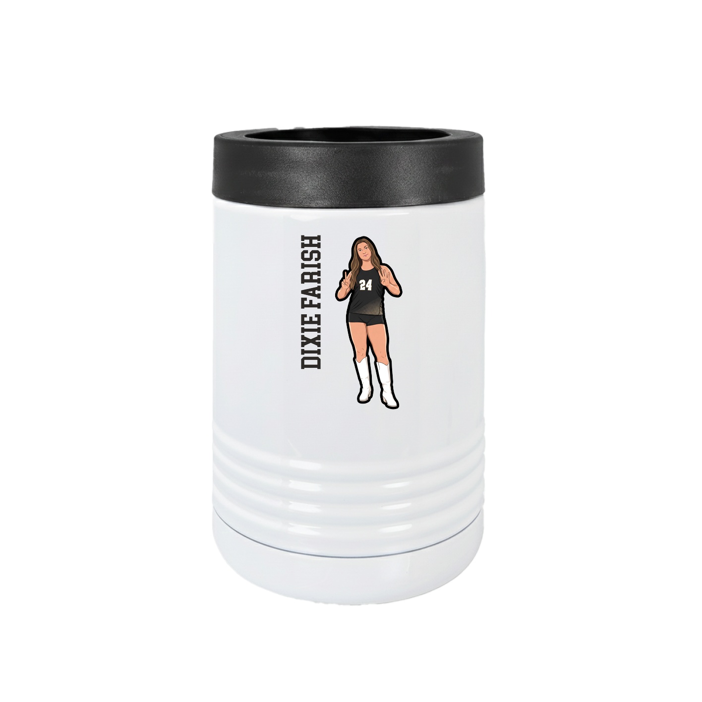 Beverage Holder — Name Vertical in White