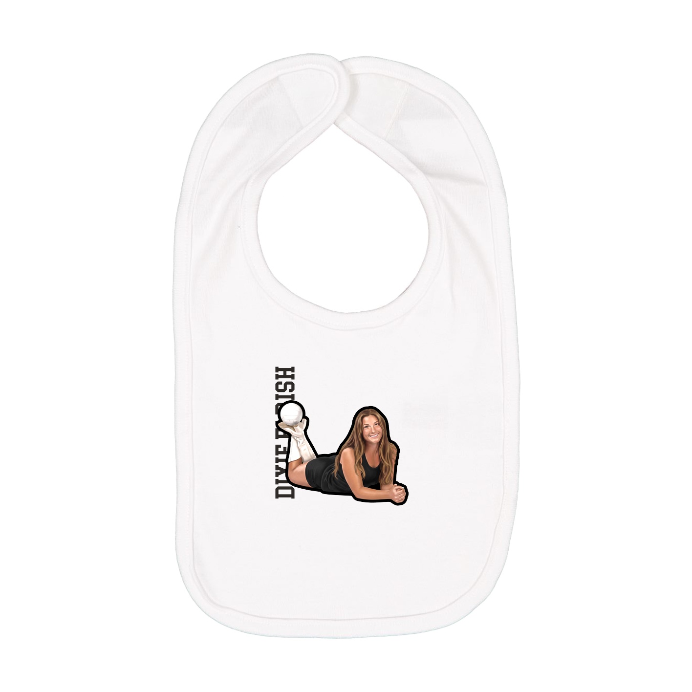 Infant Bib — Name Vertical in White