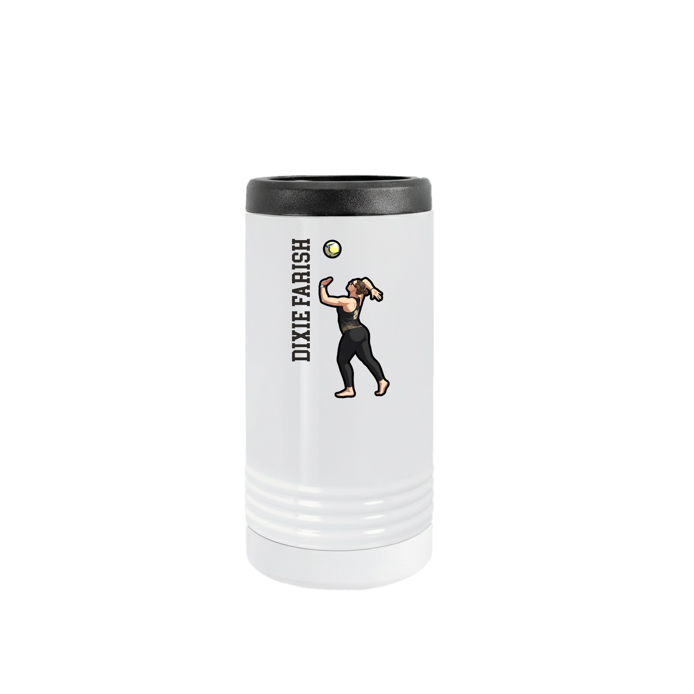 Slim Beverage Holder — Name Vertical in White