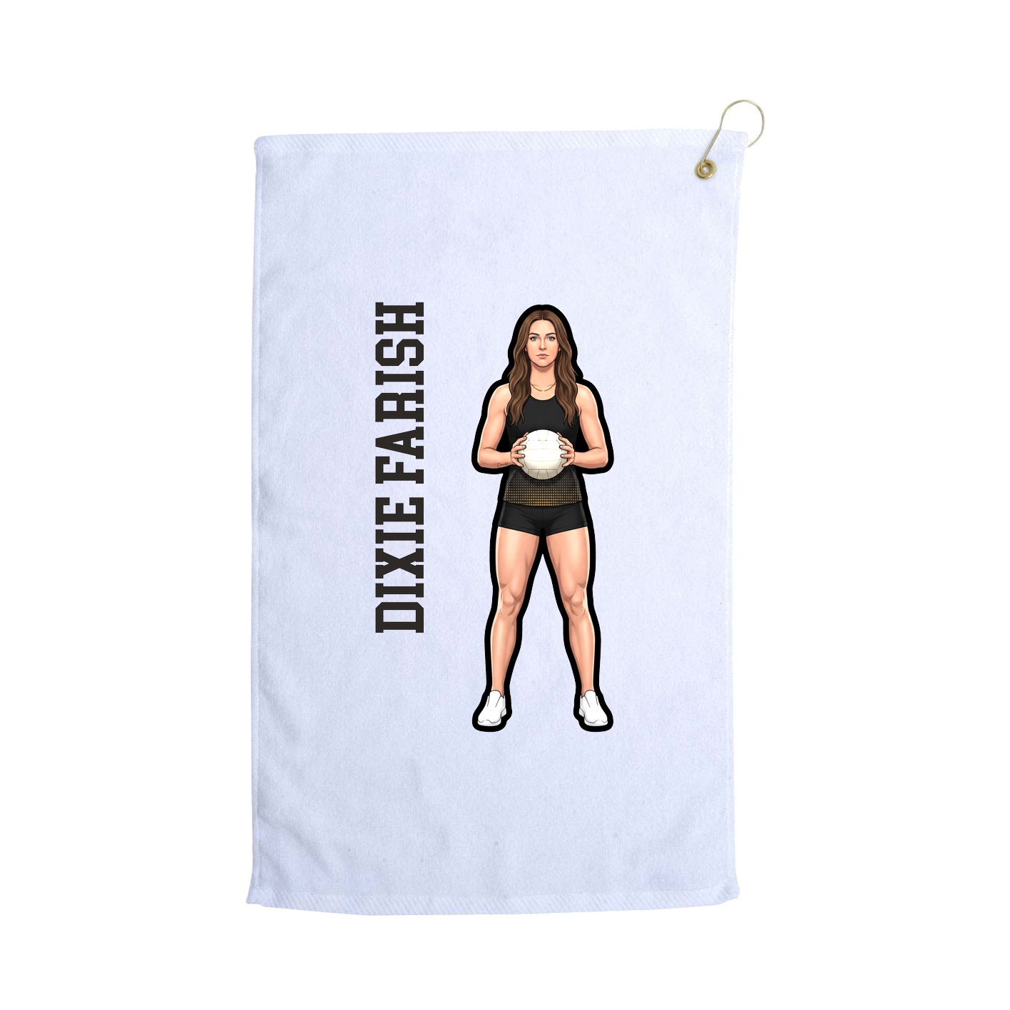 Golf Towel — Name Vertical in White