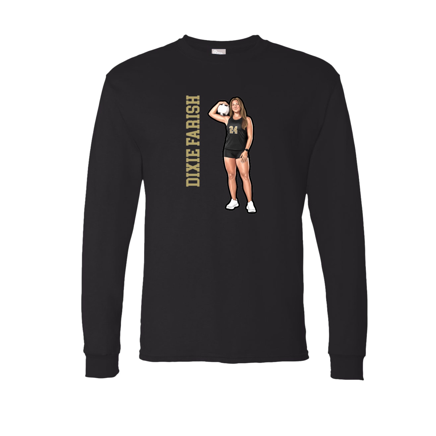 Long Sleeve Tee — Name Vertical in Black