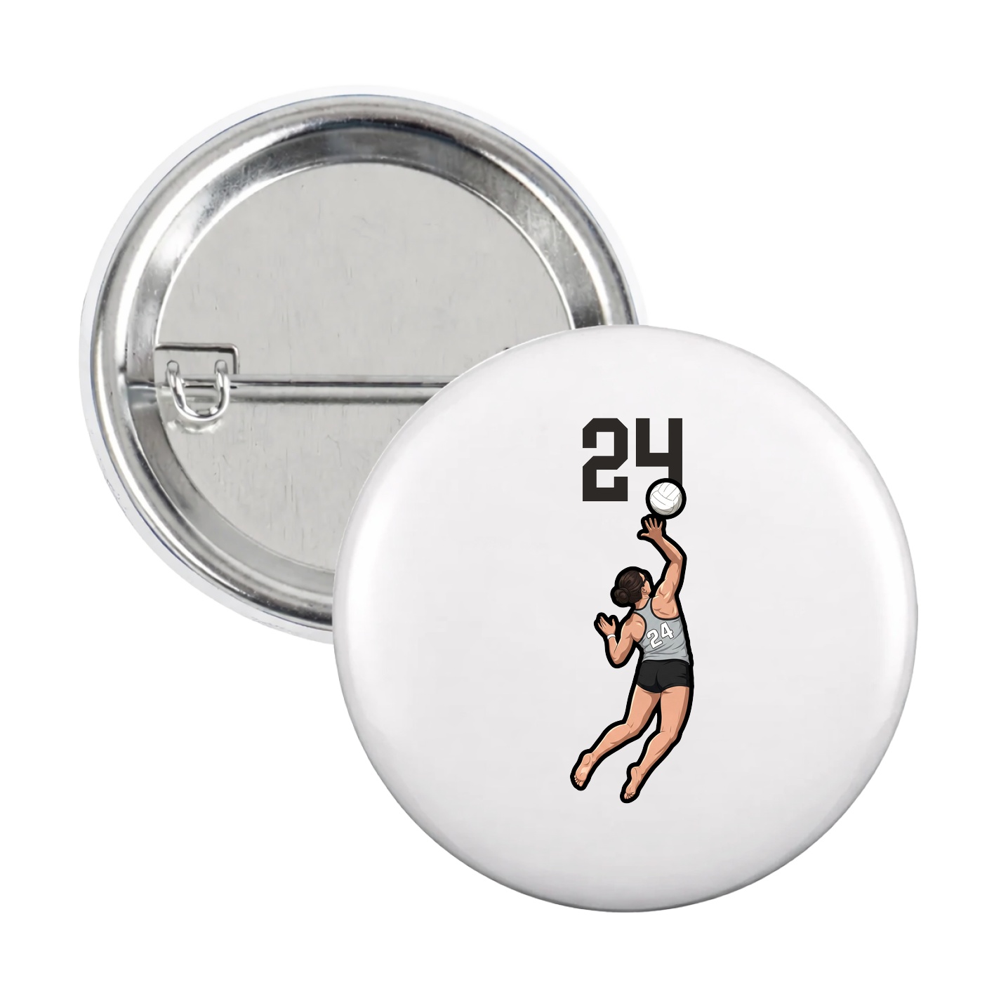Game Day Button — Number Top in White