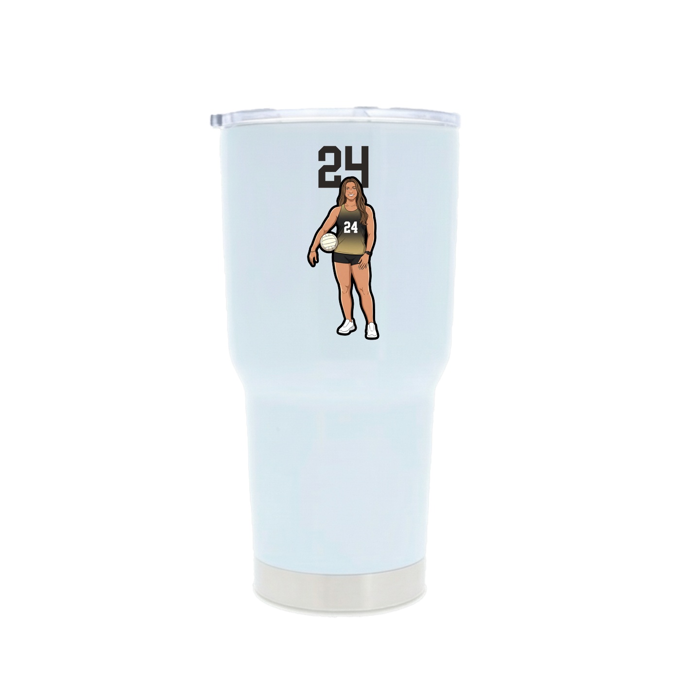 30oz Stainless Steel Tumbler — Number Top in White