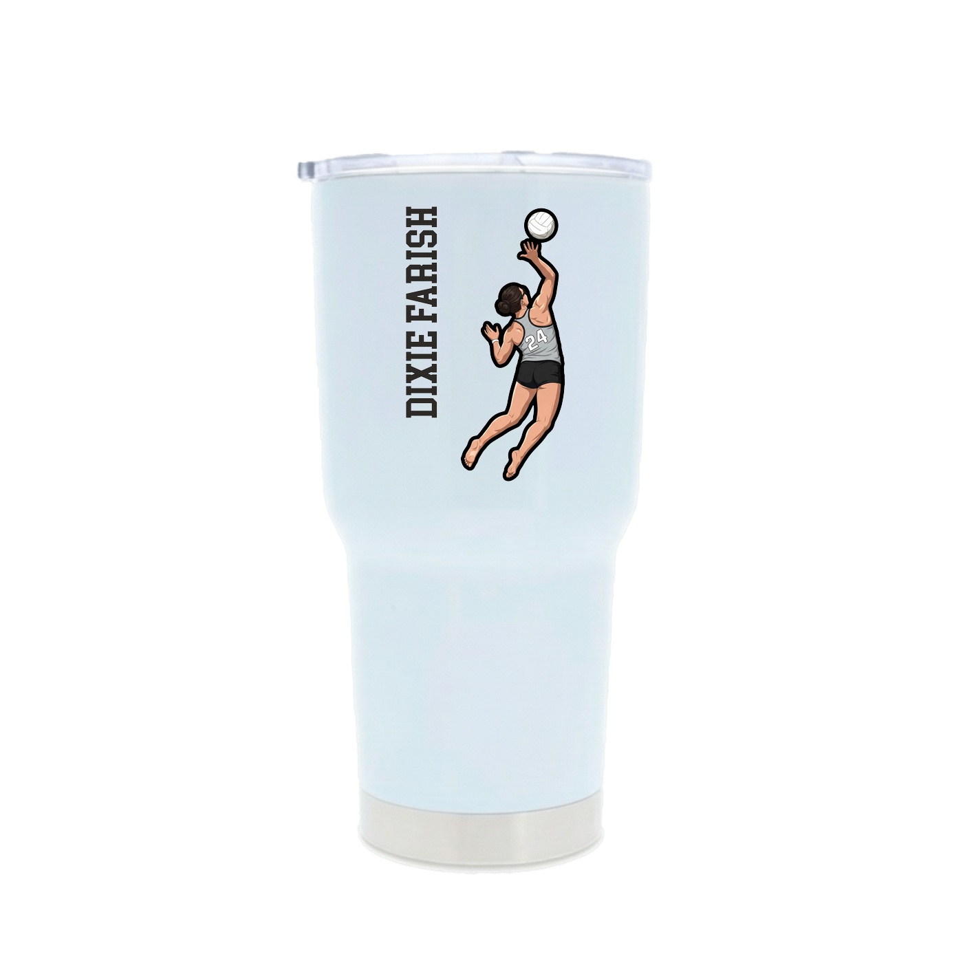 30oz Stainless Steel Tumbler — Name Vertical in White
