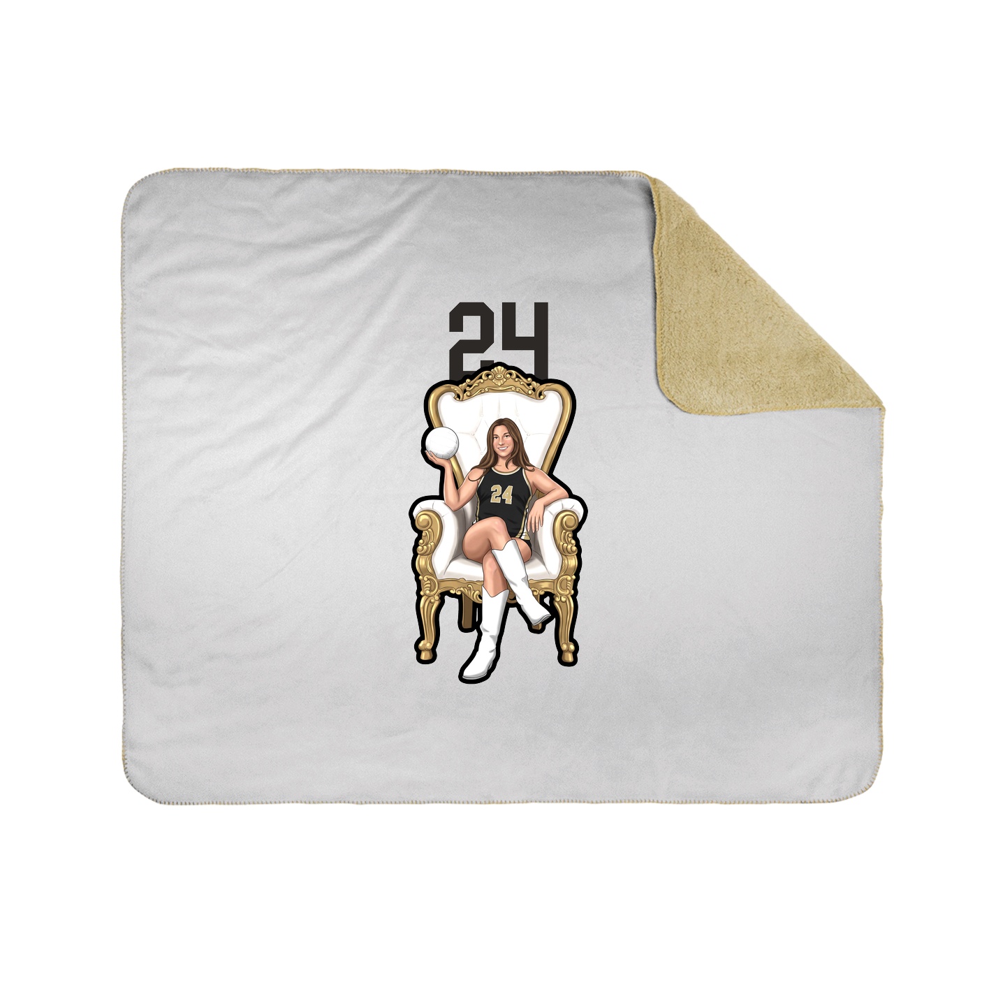Throw Blanket — Number Top in White