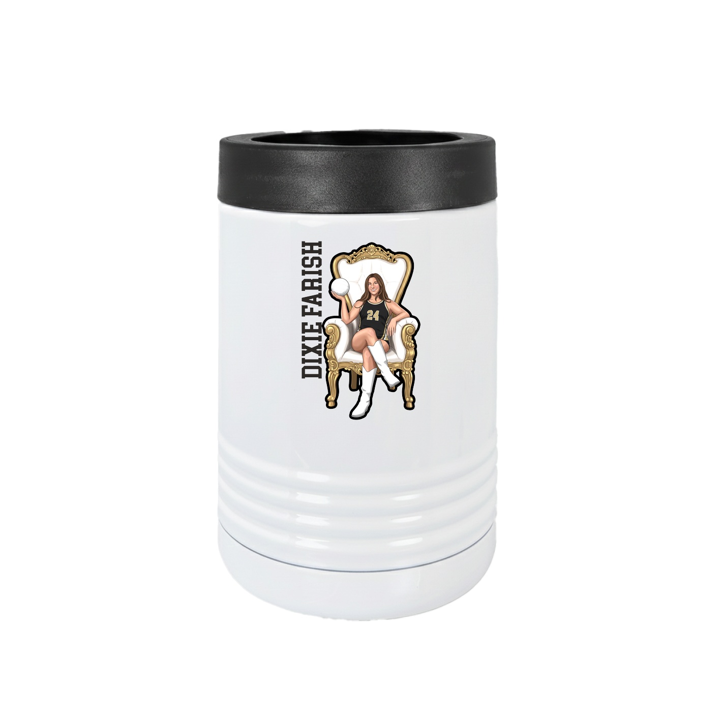Beverage Holder — Name Vertical in White