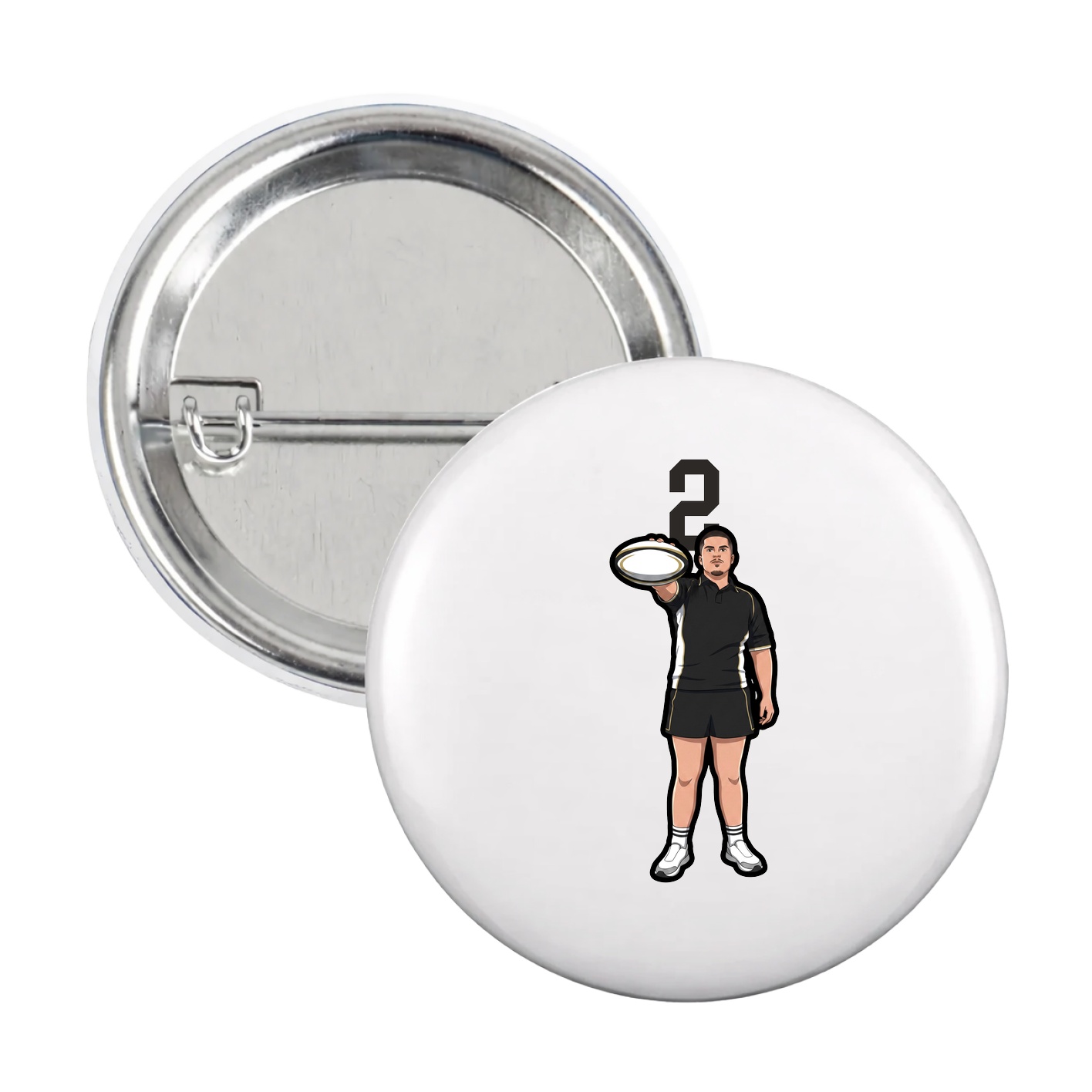 Game Day Button — Number Top in White