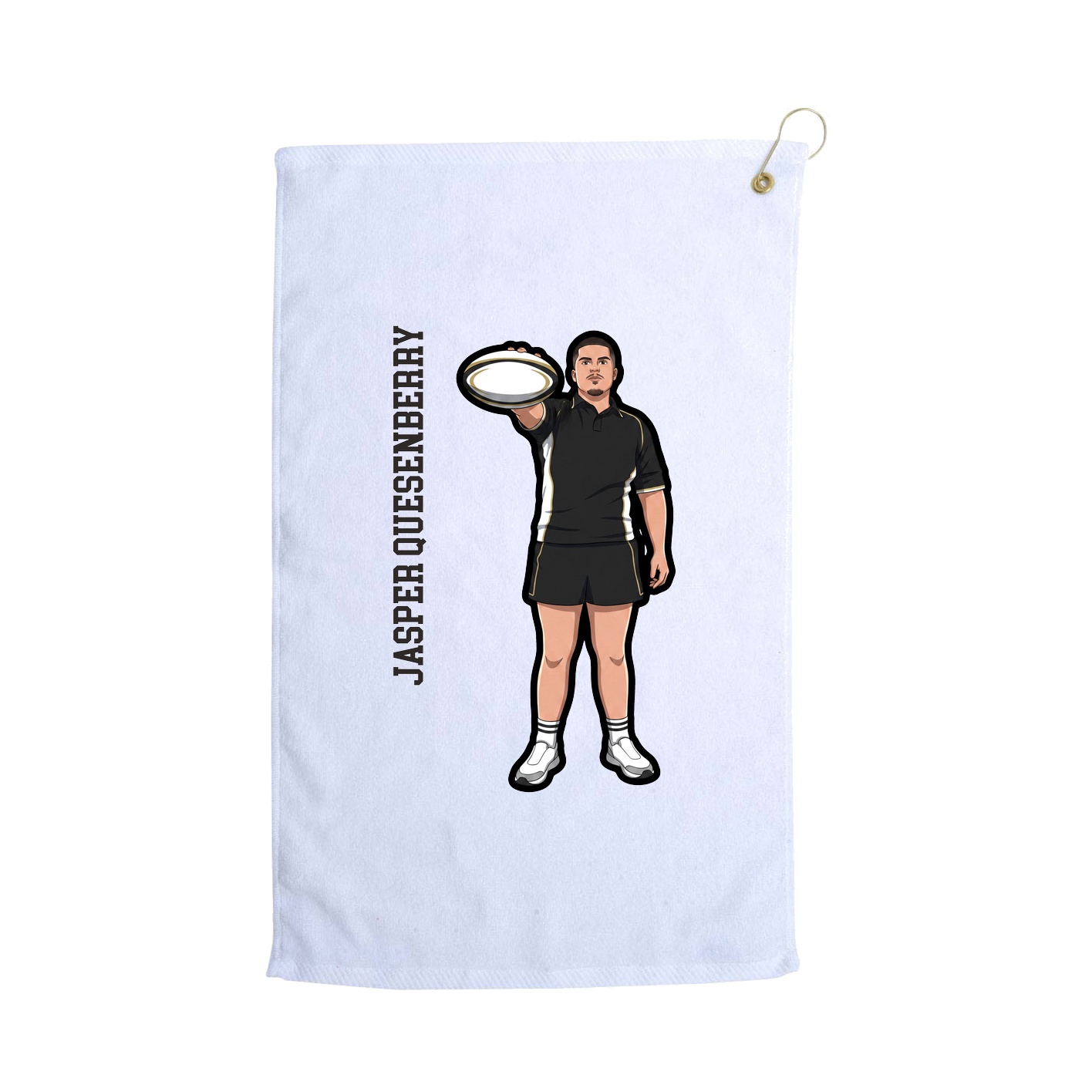 Golf Towel — Name Vertical in White