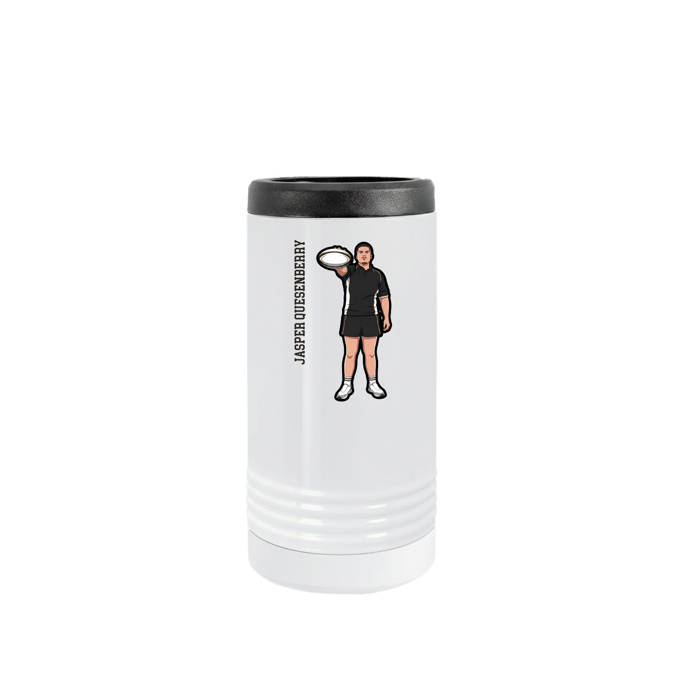 Slim Beverage Holder — Name Vertical in White