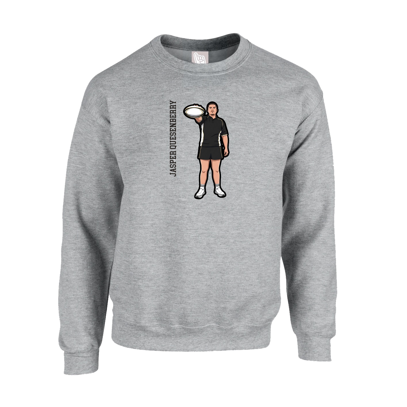 Fleece Crew — Name Vertical in Grey