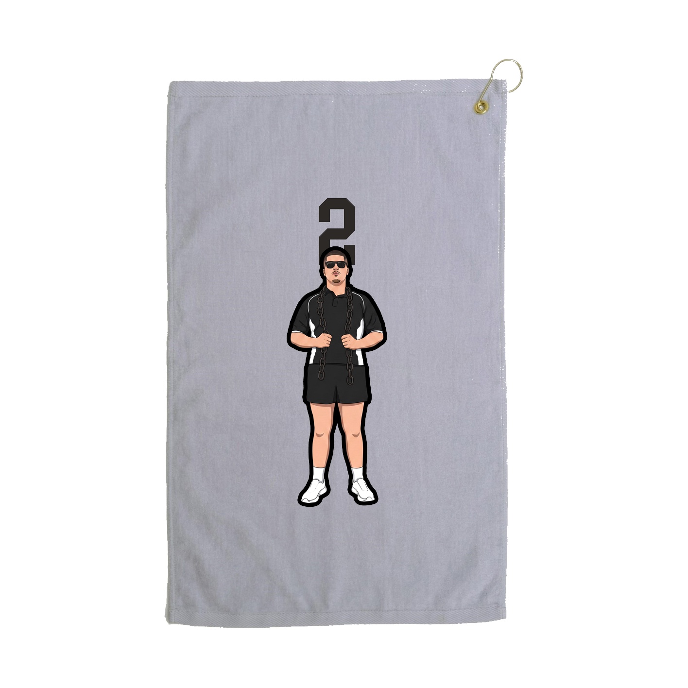 Golf Towel — Number Top in Grey