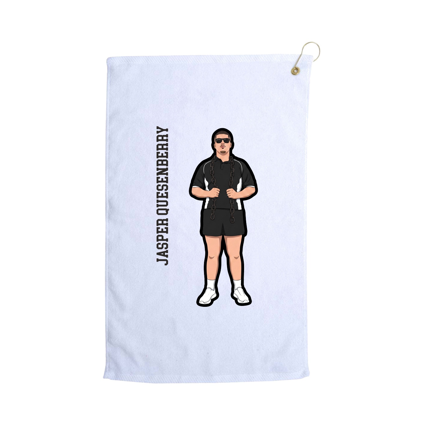 Golf Towel — Name Vertical in White