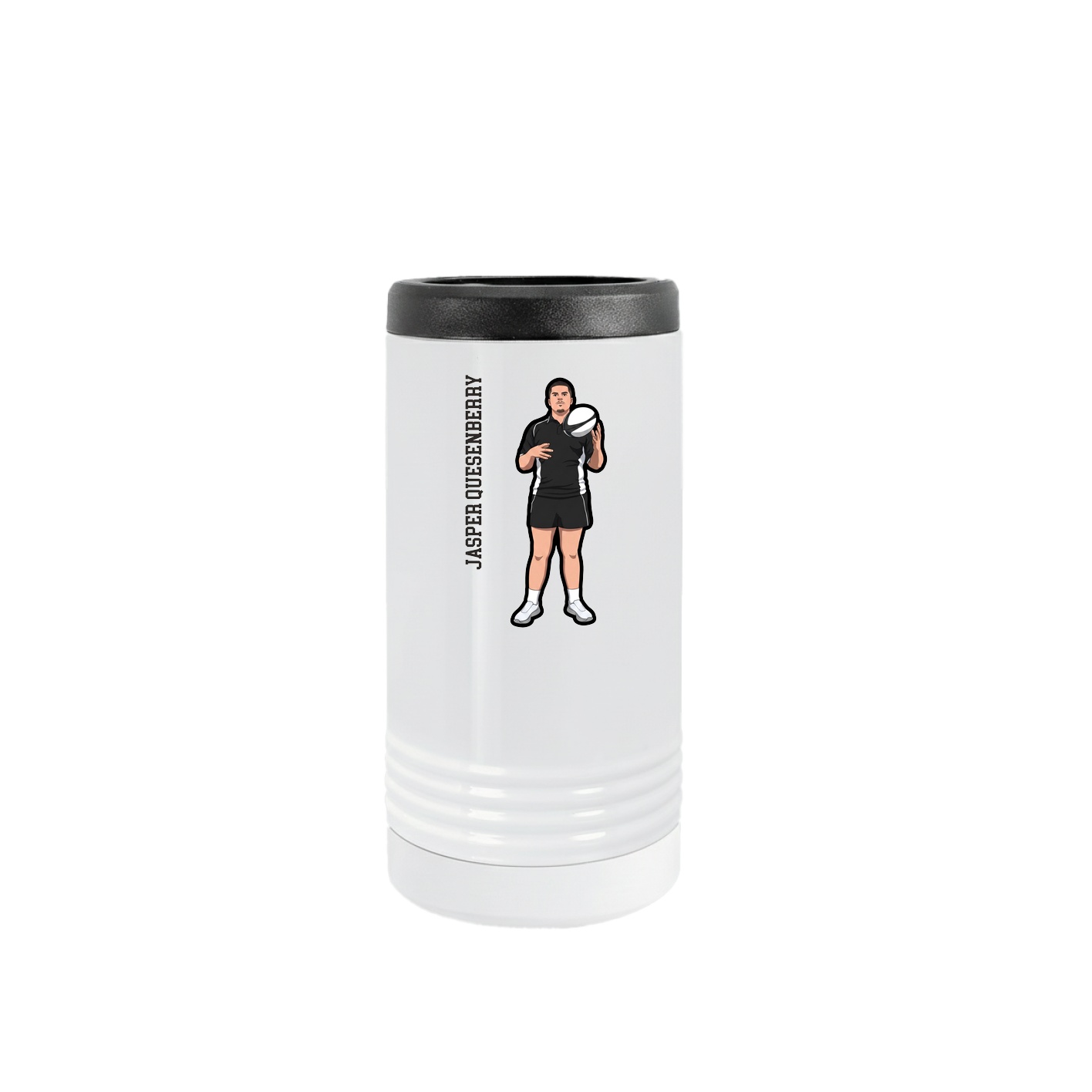 Slim Beverage Holder — Name Vertical in White