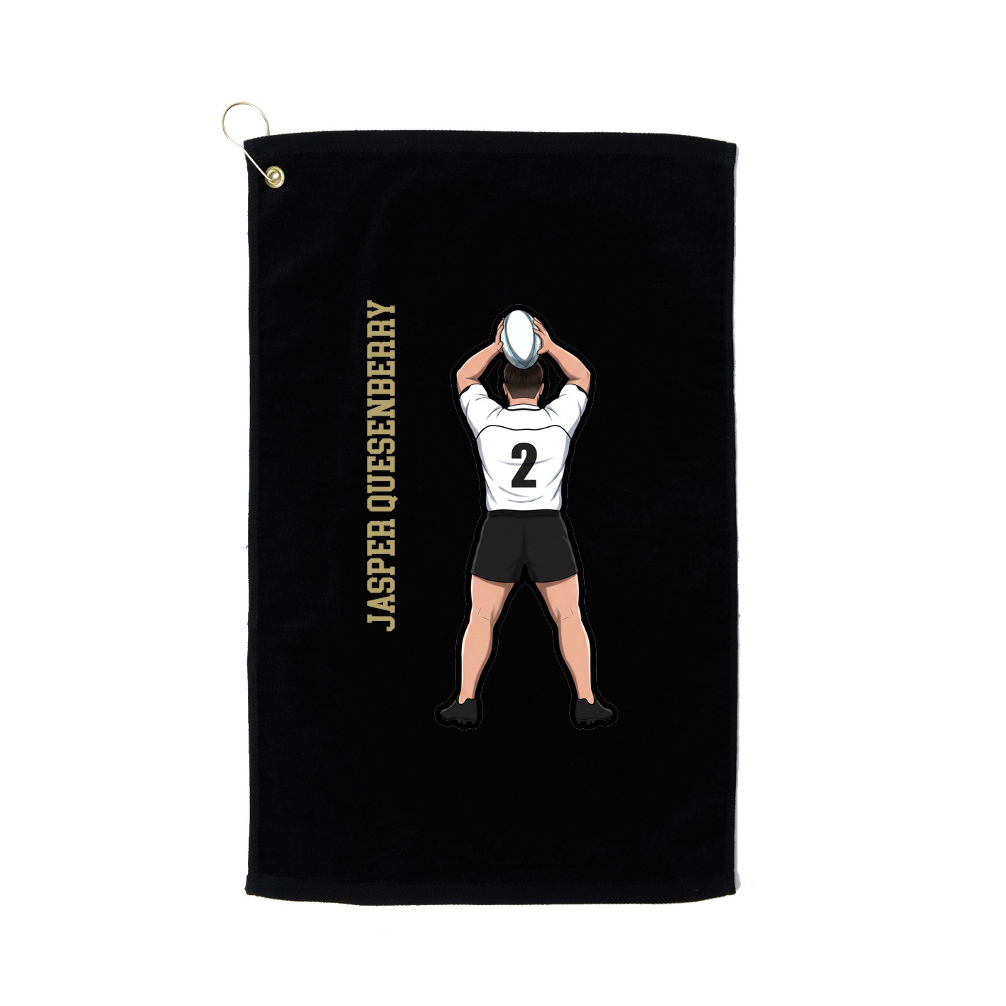 Golf Towel — Name Vertical in Black