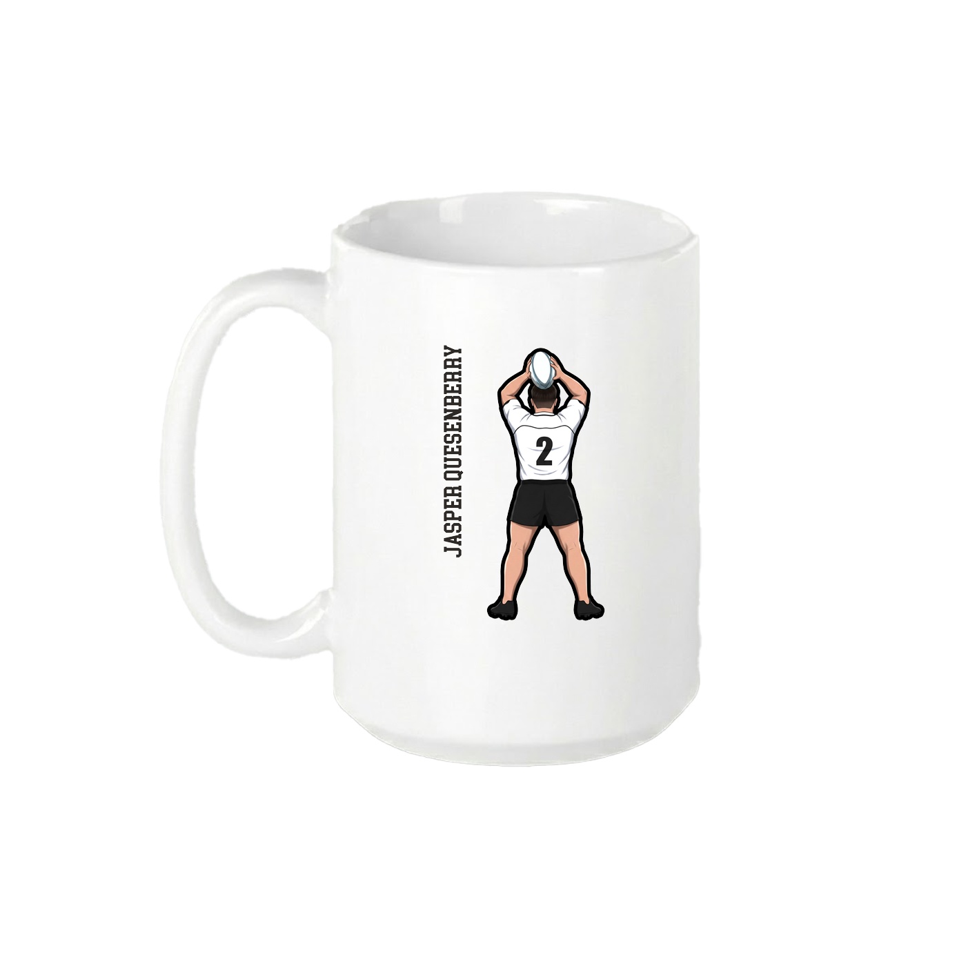 15oz Coffee Mug — Name Vertical in White