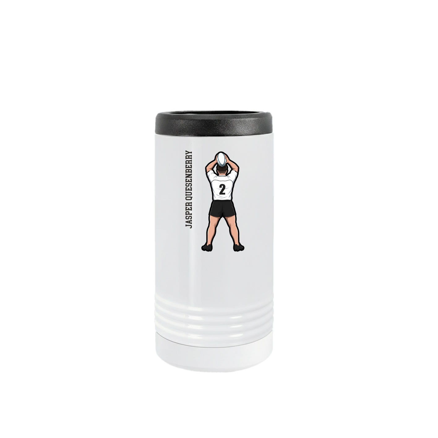 Slim Beverage Holder — Name Vertical in White