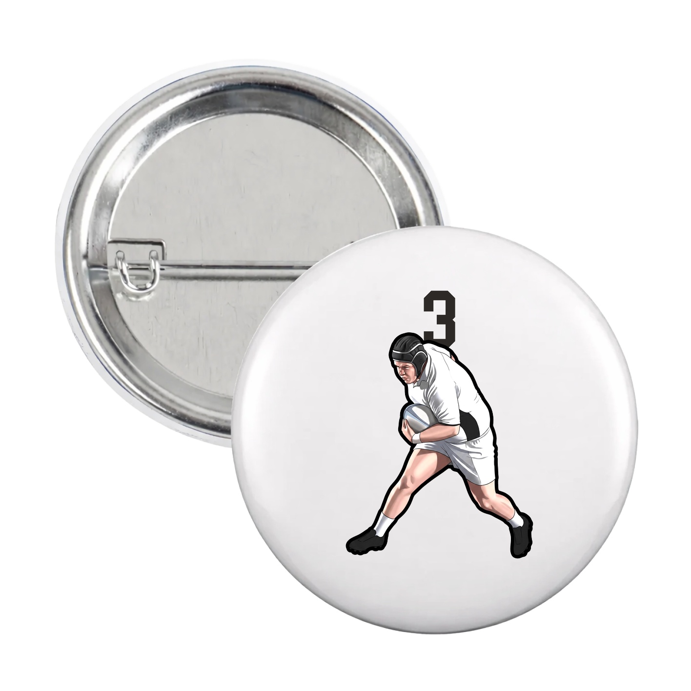 Game Day Button — Number Top in White