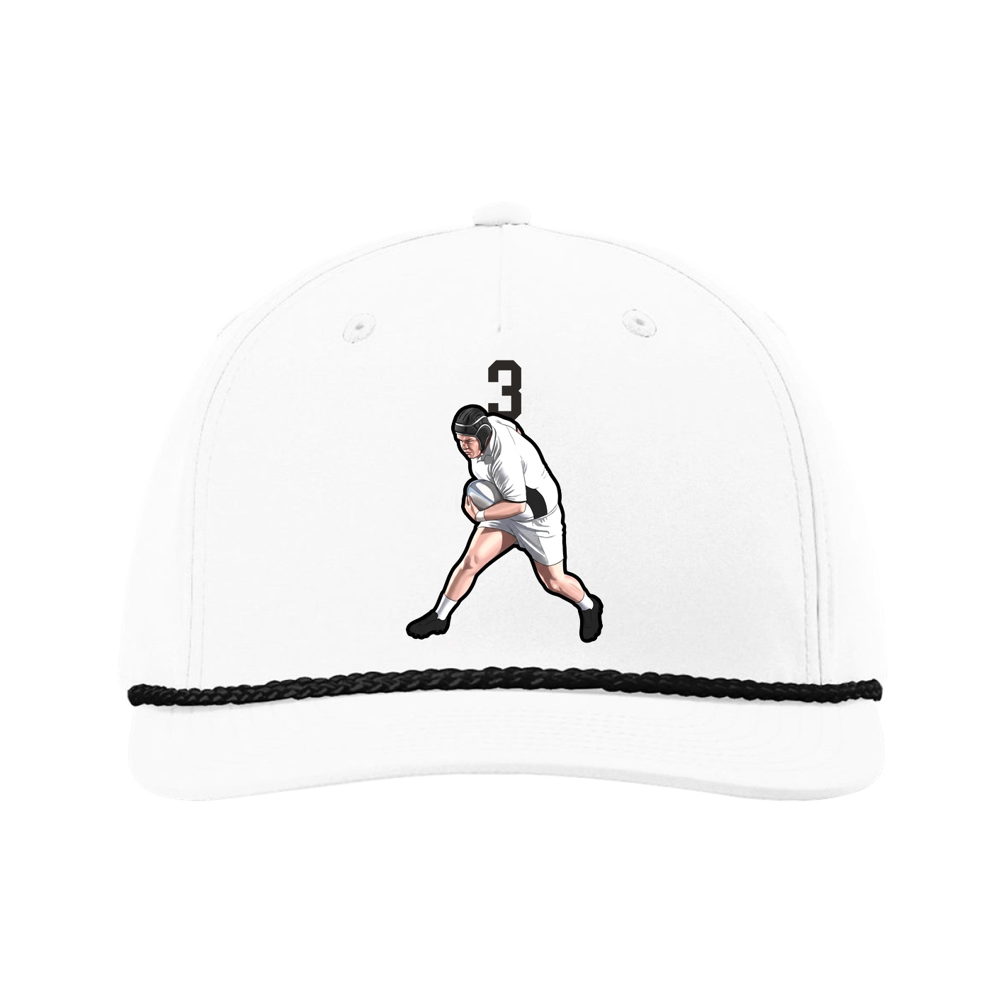 Five-Panel Classic Rope Cap — Number Top in White