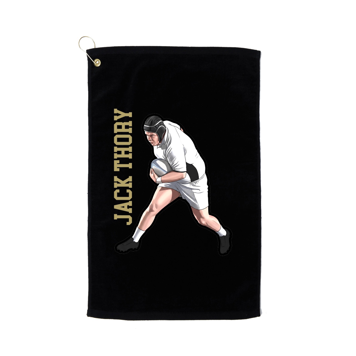 Golf Towel — Name Vertical in Black