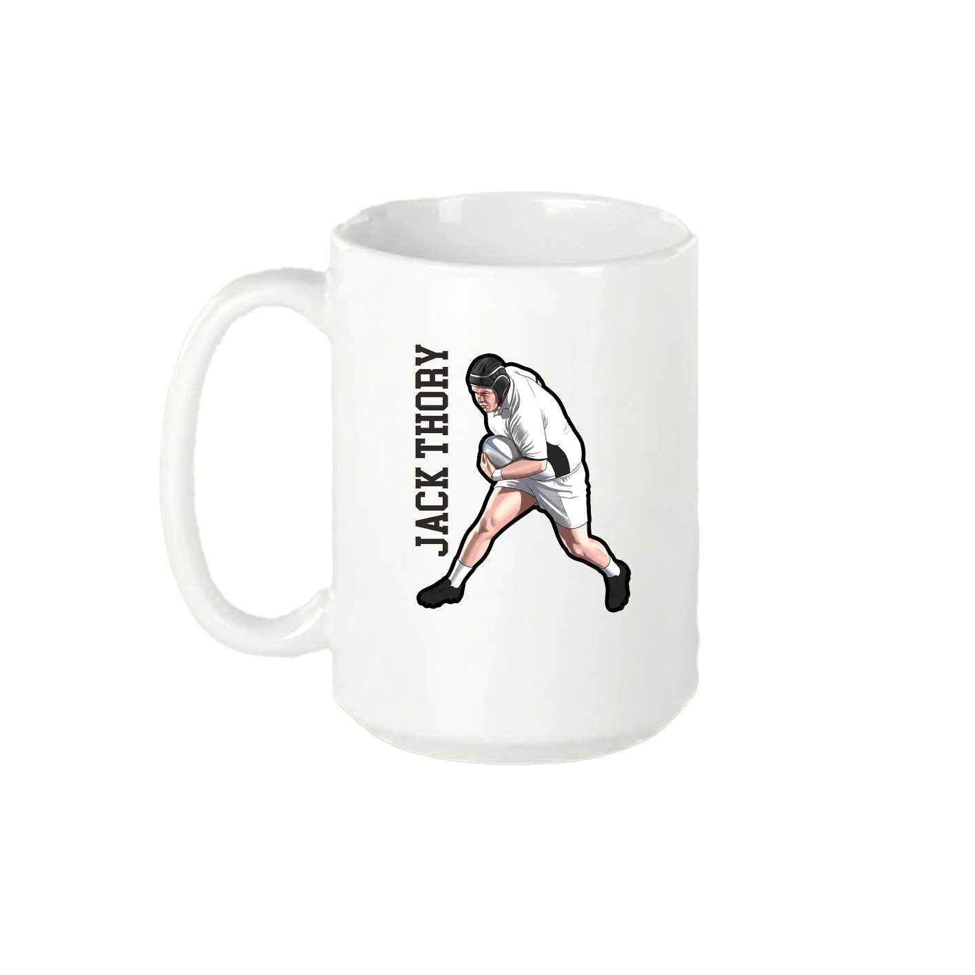 15oz Coffee Mug — Name Vertical in White