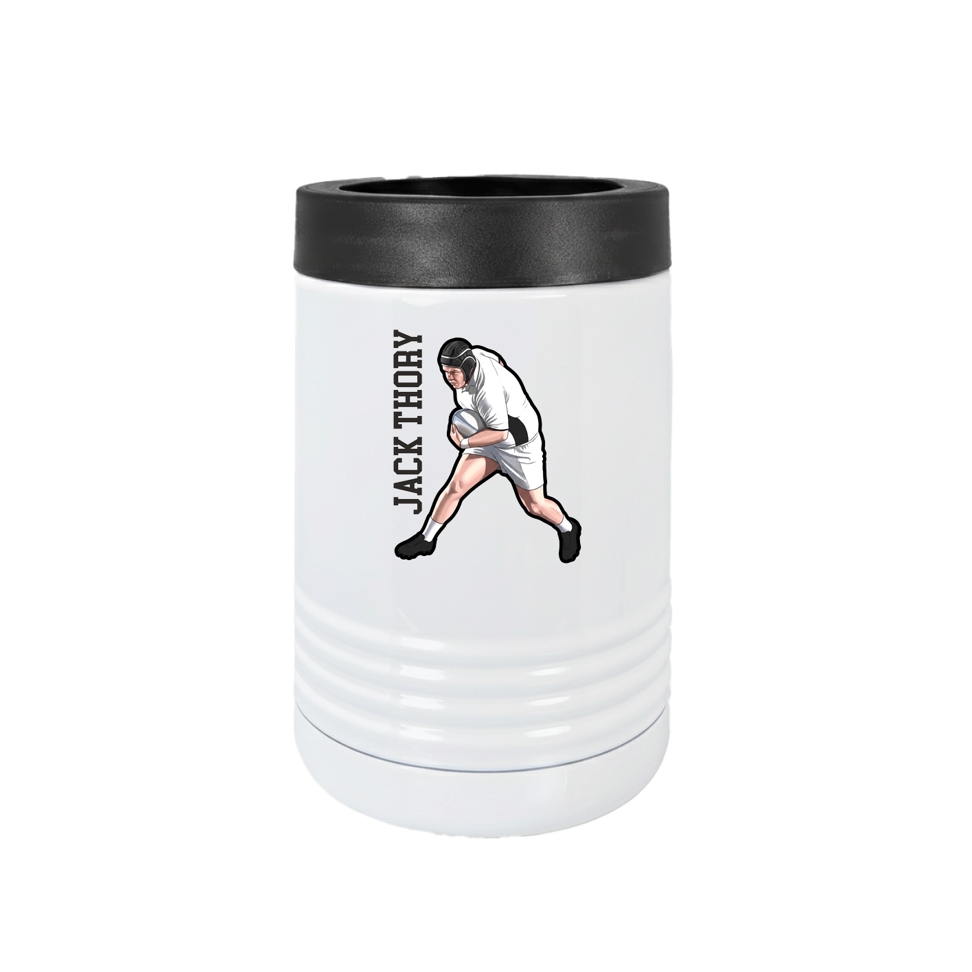 Beverage Holder — Name Vertical in White