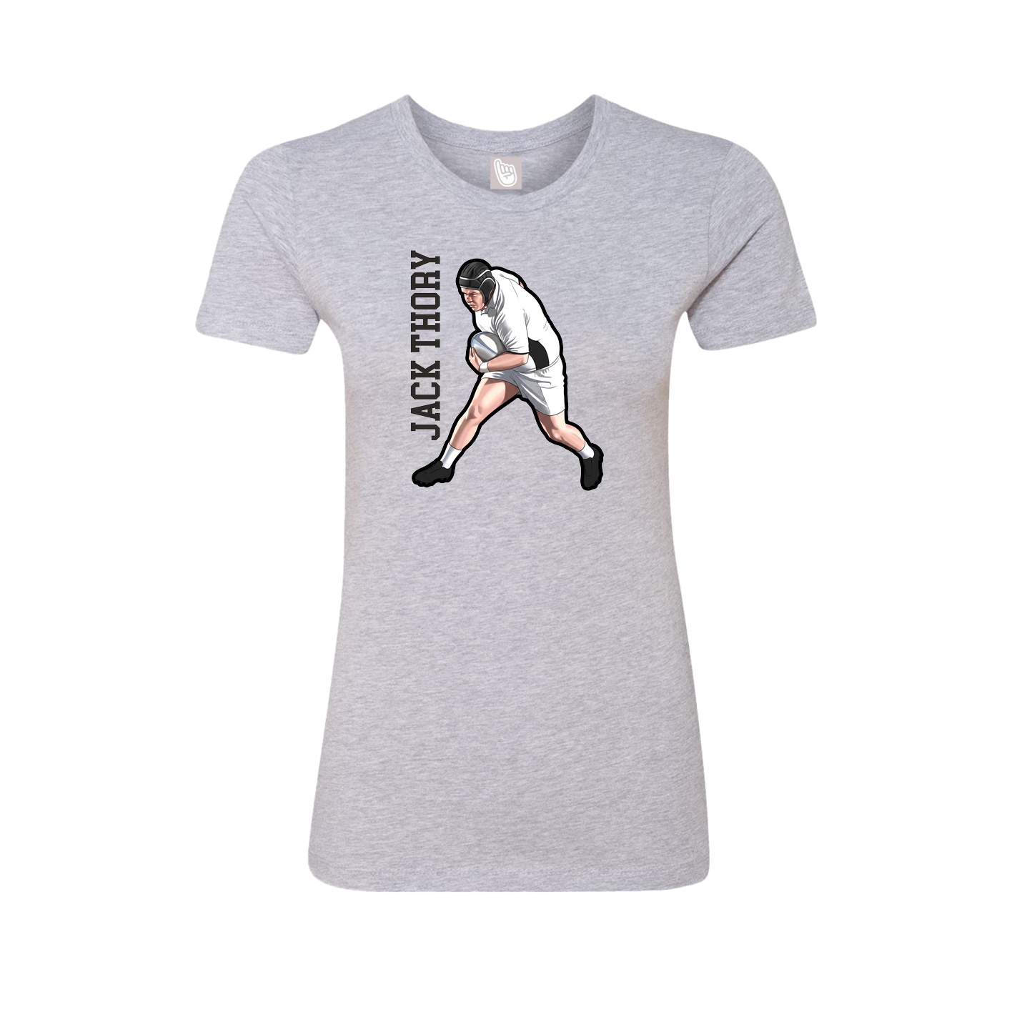 Womens Tee — Name Vertical in Grey