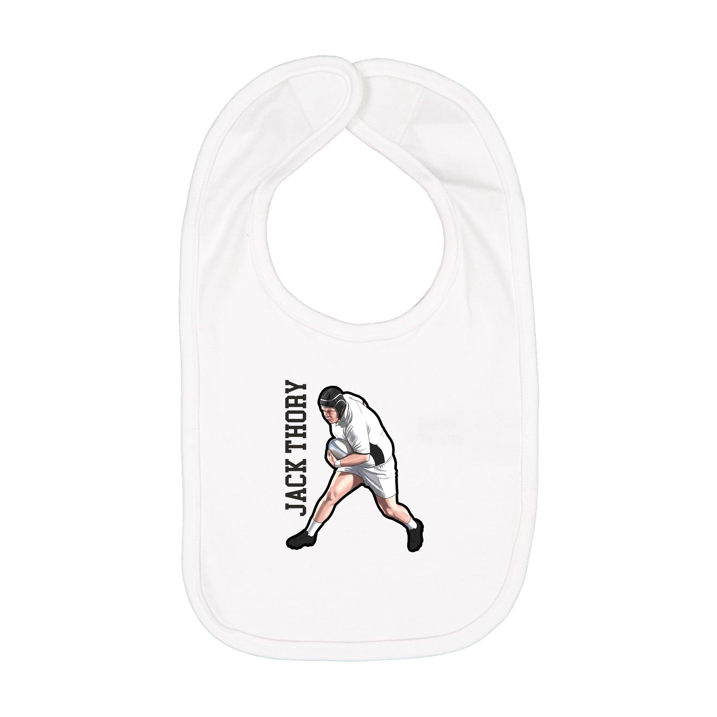 Infant Bib — Name Vertical in White