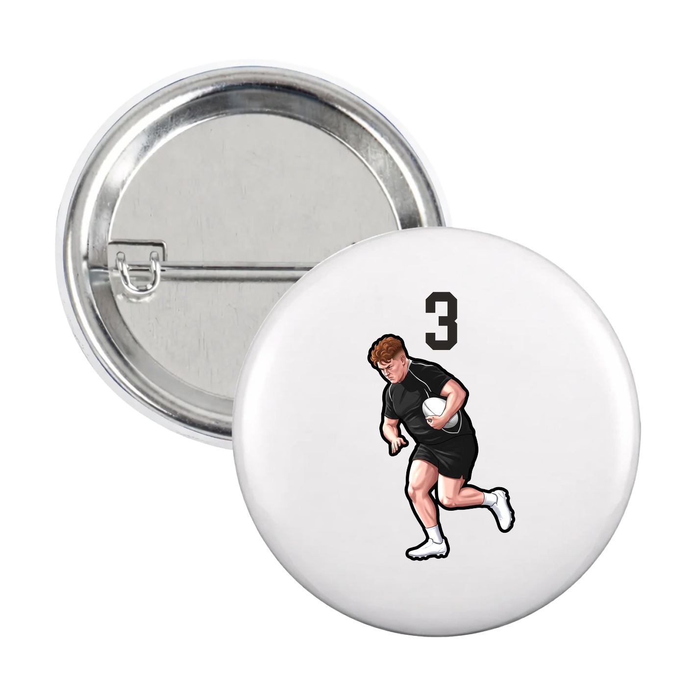 Game Day Button — Number Top in White