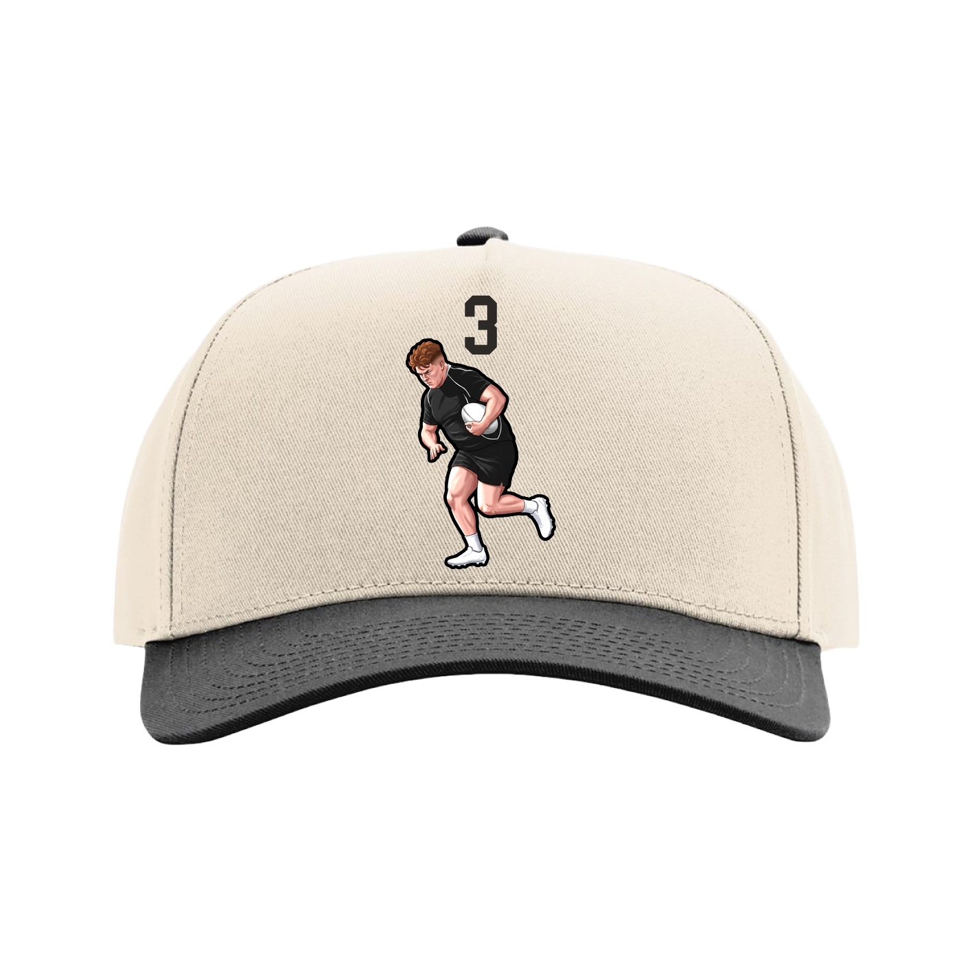 Full Fabric Five-Panel Champ Cap — Number Top in Cream/Black