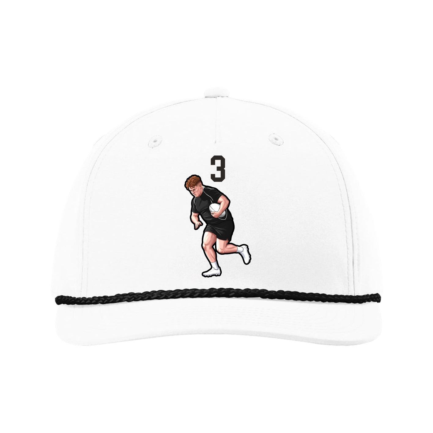 Five-Panel Classic Rope Cap — Number Top in White