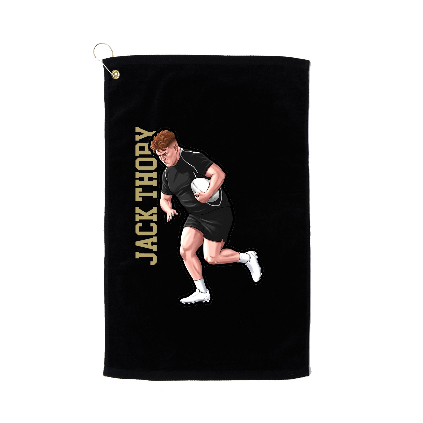 Golf Towel — Name Vertical in Black