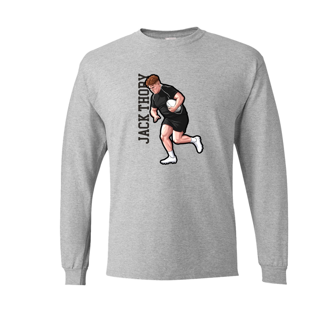 Long Sleeve Tee — Name Vertical in Grey