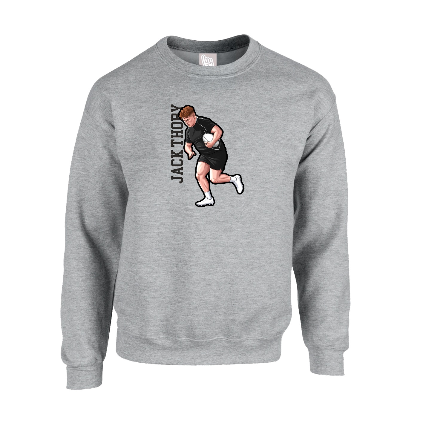 Fleece Crew — Name Vertical in Grey