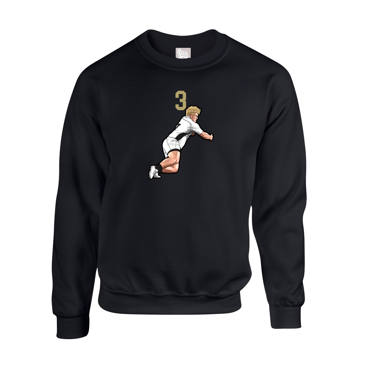 Fleece Crew — Number Top in Black
