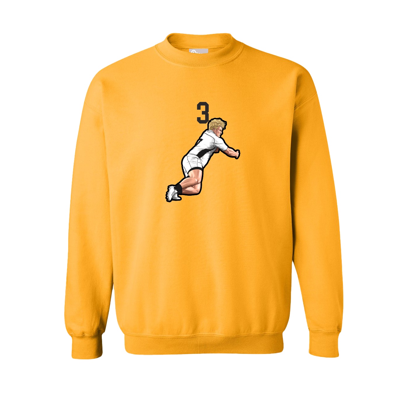 Fleece Crew — Number Top in Gold