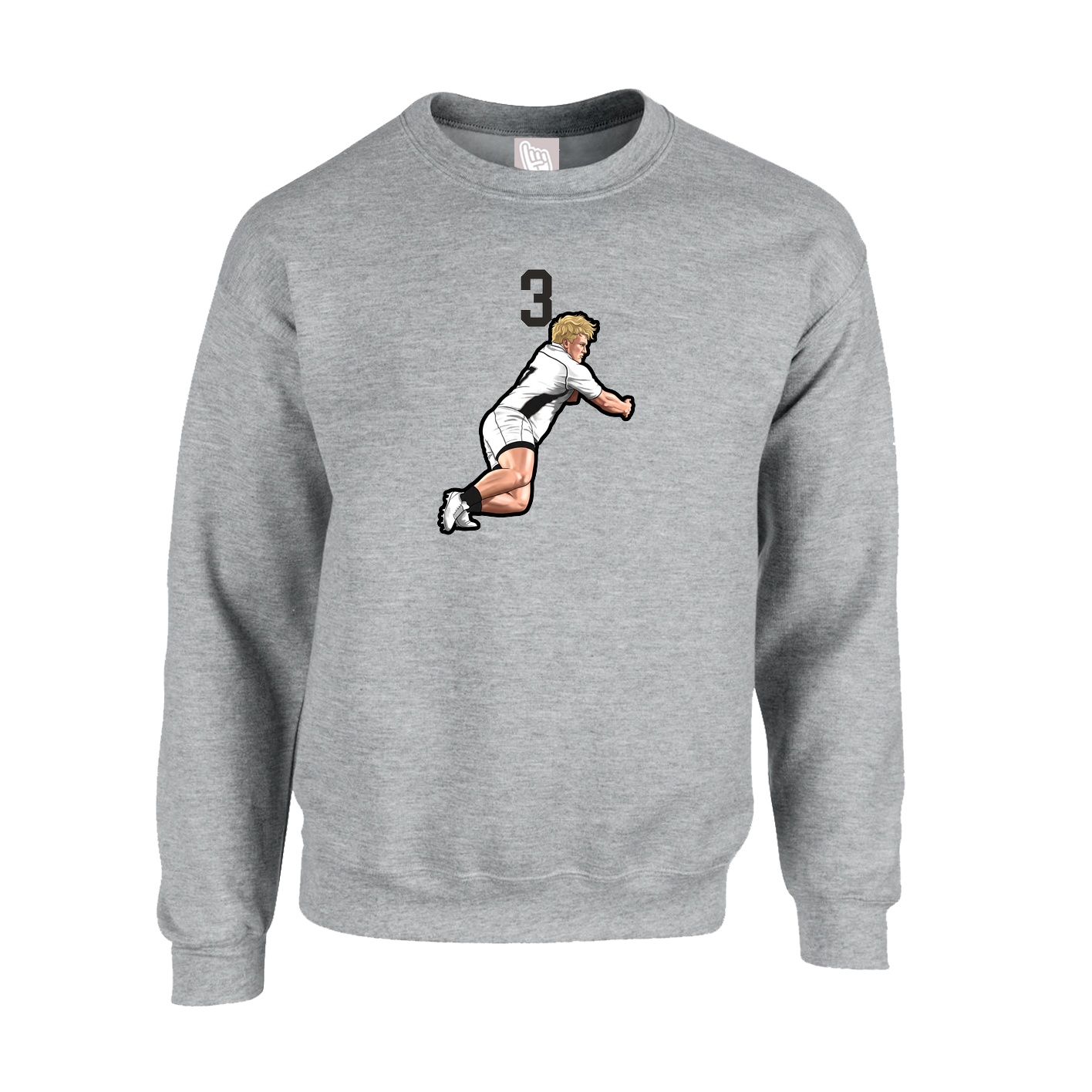 Fleece Crew — Number Top in Grey