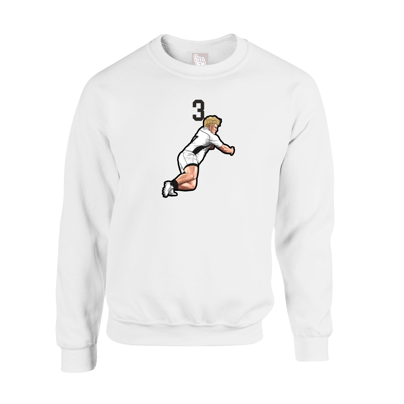 Fleece Crew — Number Top in White