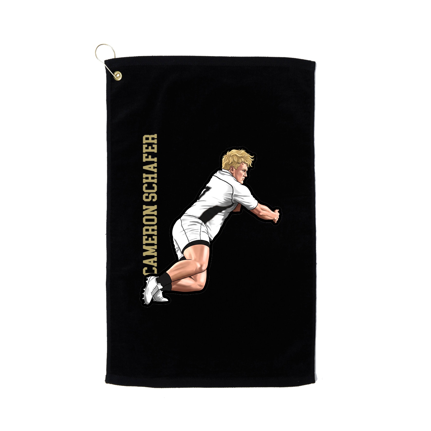 Golf Towel — Name Vertical in Black